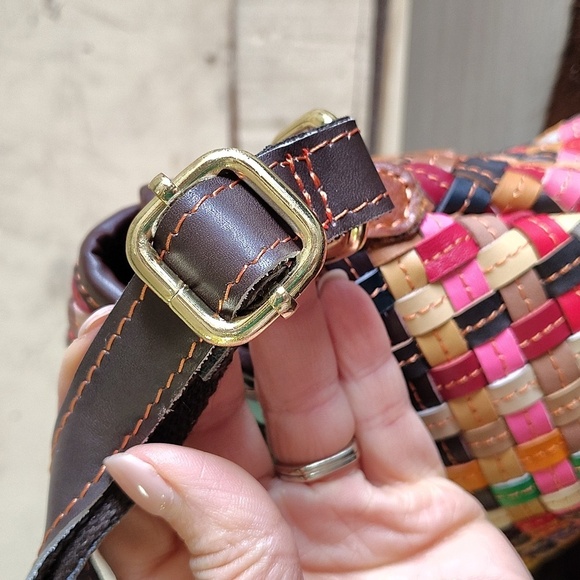 Genuine Leather Multicolor Woven Women's Crossbody Bag - Picture 2 of 9